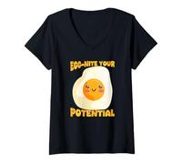 Women's Egg-Nite Your Potential Cute Fried Egg Pun V-Neck T-Shirt