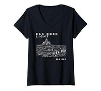 Womens Egg Rock Light Maine Lighthouse Bar Harbor Souvenir V-Neck T-Shirt