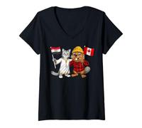 Women's Egypt Canada Flag Egyptian Roots Canadian Heritage V-Neck T-Shirt