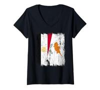 Womens Egypt Cyprus Half Flag Egyptian Cypriot Heritage V-Neck T-Shirt