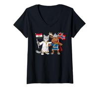 Women's Egypt Norway Flag Egyptian Roots Norwegian Heritage V-Neck T-Shirt