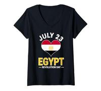 Womens Egypt Revolution Day July 23 Egyptian Pride V-Neck T-Shirt