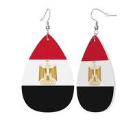 Womens Egyptian flag Print Leather Earrings Teardrop Dangle Earrings Jewelry Outfits Accessories