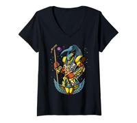 Womens Egyptian God Thoth Ankh Scarab Ancient Egyptian Mythology V-Neck T-Shirt