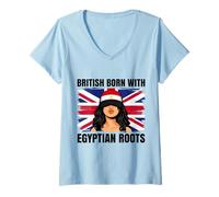 Women's Egyptian Roots British Born Girl Pride Egypt Heritage V-Neck T-Shirt