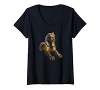 Women's Egyptian Sphinx Pharaoh Statue Ancient Egypt Archeology Art V-Neck T-Shirt