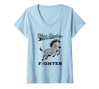 Womens Ehlers Danlos Syndrome Chronic Illness Fighter Zebra V-Neck T-Shirt
