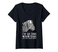 Womens Ehlers-Danlos Syndrome Zebra I've Got Issues with My Tissues V-Neck T-Shirt