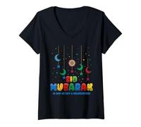 Women's Eid Mubarak A Day of Joy and Celebration Eid Al Fitr V-Neck T-Shirt