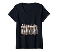 Womens Eight Maids Milking Cut Out V-Neck T-Shirt