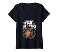 Women's Eight Strings Endless Reasons to Play Mandolin V-Neck T-Shirt