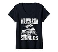Women's EIN Leben ohne Eisenbahn ist möglich Aber Sinnlos Humor V-Neck T-Shirt