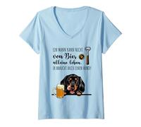 Womens ein mann kann nicht von bier allein leben er braucht auch V-Neck T-Shirt