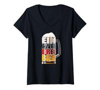 Womens EIN Zwei DREI Bier. Beer Mug Funny Easy Oktoberfest Costume V-Neck T-Shirt