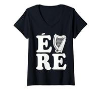 Women's Eire Gaelic Ireland Harp Eireann Irish Pride St Patricks Day V-Neck T-Shirt