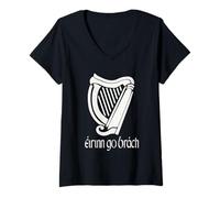 Women's Eirinn Go Brach Gaelic Irish St Patricks Day Ireland Eire V-Neck T-Shirt