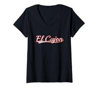 Women's El Cajon California San Diego County Vintage Varsity V-Neck T-Shirt