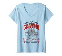 Women's El Camino Calling Buen Camino Shirt Minimalist Pilgrim V-Neck T-Shirt
