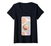 Women's El Camino is Calling Pastel Pilgrim Shell Minimal Travel V-Neck T-Shirt