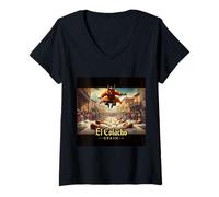 Womens El Colacho Festival, Spain V-Neck T-Shirt