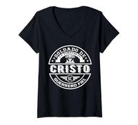 Womens El fiel soldado de Jesucristo |Soldado de Dios Guerrero fiel V-Neck T-Shirt