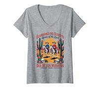 Womens El Jefe Día de Los Muertos - Guardianes del Desierto V-Neck T-Shirt