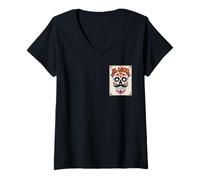 Womens El Loco - Crazy Sugar Skull Día de los Muertos V-Neck T-Shirt
