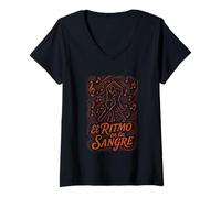 Women's El Ritmo en la Sangre Latin Dance Dancers V-Neck T-Shirt