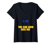Womens EL ROI. The God who sees me. God sees you! Christian, Joy V-Neck T-Shirt