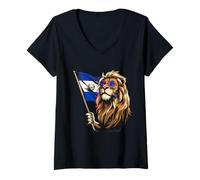 Womens El Salvador Lion El Salvadorian Pride El Salvadorian Flag V-Neck T-Shirt