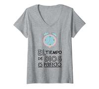 Womens El Tiempo de Dios Siempre ES Perfecto, Bible Verse Sayings V-Neck T-Shirt