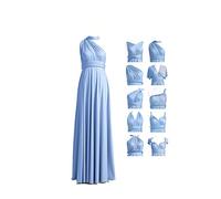Womens Elastic Criss-Cross Straps Convertible Infinity Evening Party Prom Gown Bridesmaid Long Dress Dusty Blue