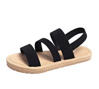 Women's Elastic Strap Espadrille Flat Sandals Three Strap Slingback - Non Slip Open Toe Summer Shoes Lightweight Casual Beach Sandals Comfortable for Vacation Walking Daily Wear