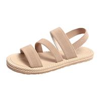Women's Elastic Strap Espadrille Flat Sandals Three Strap Slingback - Non Slip Open Toe Summer Shoes Lightweight Casual Beach Sandals Comfortable for Vacation Walking Daily Wear