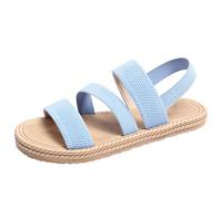 Women's Elastic Strap Espadrille Flat Sandals Three Strap Slingback - Non Slip Open Toe Summer Shoes Lightweight Casual Beach Sandals Comfortable for Vacation Walking Daily Wear