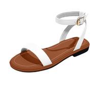 Women'S Elastic Strap Flat Sandals | Casual Summer Open Toe Ankle Strap Sandals Ladies Strappy Buckle Sandal Casual Comfy Cushioned Summer Beach Sandal Lightweight Low Wedges Flats Shoes