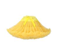 Women's Elastic Waist Chiffon Petticoat Puffy Tutu Tulle Skirt Princess Ballet Dance Pettiskirts Underskirt - yellow - Medium