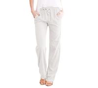 Women's Elastic Waist Lounge Pants - Solid Color Long Length Cotton Trousers with Side Pockets for Everyday Comfort High Waisted Breathable Palazzo Casual Pants