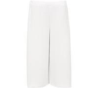 Women's Elasticated 70's Wide Leg Culottes Shorts Knee Length Palazzo Plus Size 8-10, 12-14, 16-18, 20-22, 24-26, 28-30-30 (UK Size 12-14, White)