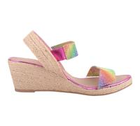 Womens Elasticated Diamante Summer Holiday Wedged Woven Heel Sandals ABSOLUTE FOOTWEAR Multi 5