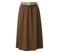 Womens Elasticated Waistband Belted Midi Fluid Linen Blend Skirt s.Oliver Marron 48