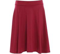 Womens Elasticated Waistband Soft Stretch Skirt Ladies Knee Length FLA Swing Skater Midi Skirt Red