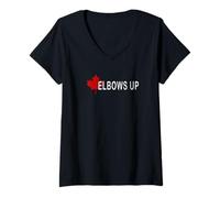 Womens Elbows Up Canada,Never 51 Canada Flag Funny Men Women Gift V-Neck T-Shirt