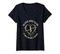 Women's Elder Emo Club Broken Heart Never A Phase V-Neck T-Shirt