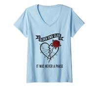 Women's Elder Emo Club Broken Heart Rose Funny V-Neck T-Shirt
