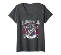 Women's Elder Emo Club It was Never Phase Inspired Classic Saying V-Neck T-Shirt, Dark Heather Grey, Large