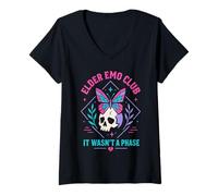 Women's Elder Emo Club It Wasnt A Phase Goth Alternative V-Neck T-Shirt