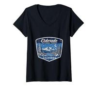 Women's Eldorado National Forest California Mountain Camping Hiking V-Neck T-Shirt