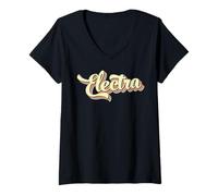 Womens Electra Tshirt Retro Art Baseball Font Vintage V-Neck T-Shirt