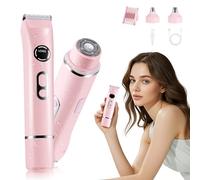 Womens Electric Shaver 4 in 1 Ladies Bikini Trimmer with LED Display & Type-C Charging, Wet & Dry Bikini Trimmer Body Hair Trimmer for Face Eyebrow Nose Underarm Travel Portable Rechargeable Razor
